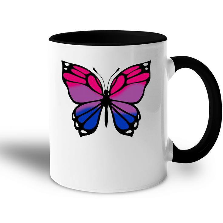 Butterfly With Colors Of The Bisexual Pride Flag Accent Mug