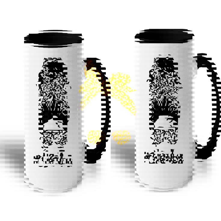Cheer Mom Leopard Messy Bun Cheerleader Funny Mothers Day  V2 Accent Mug