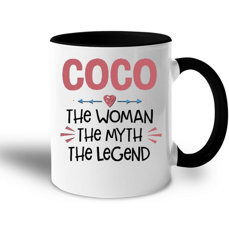 Coco Grandma Gift   Coco The Woman The Myth The Legend Accent Mug