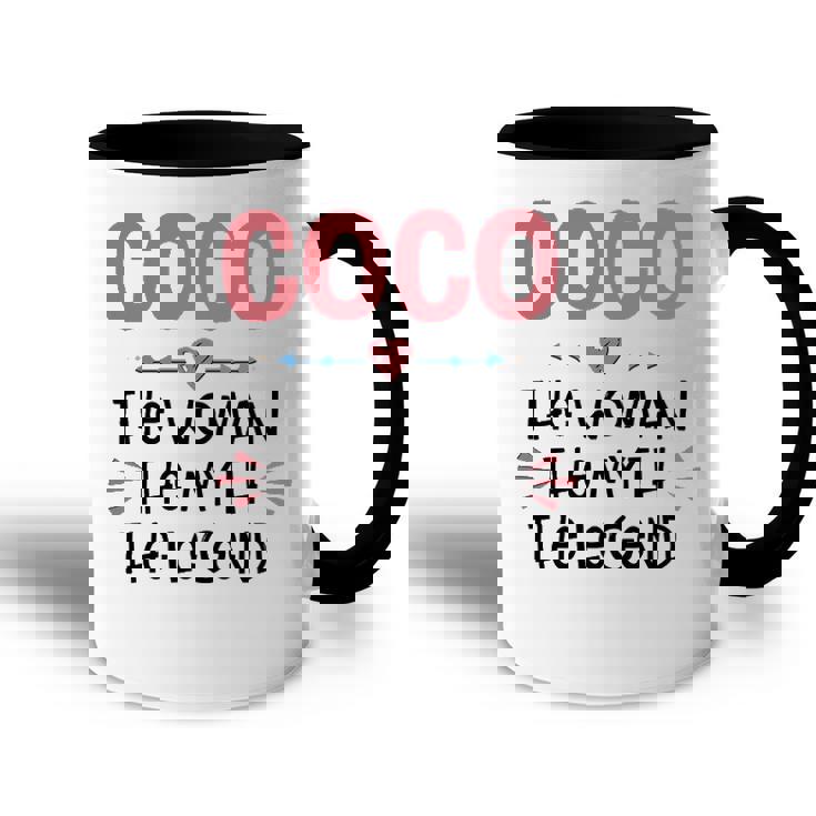 Coco Grandma Gift   Coco The Woman The Myth The Legend Accent Mug