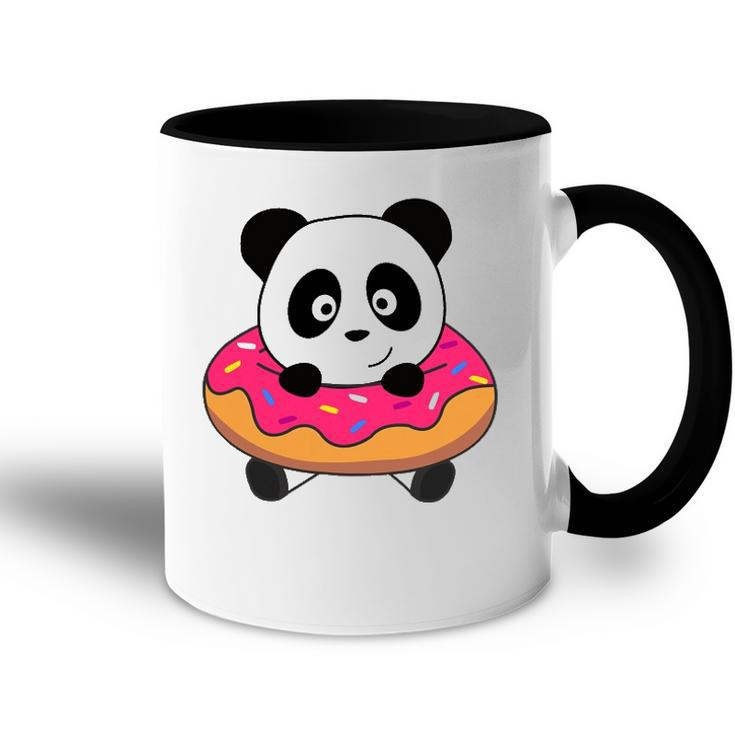 Cute Panda Bear Pandas Donut Sprinkles Accent Mug