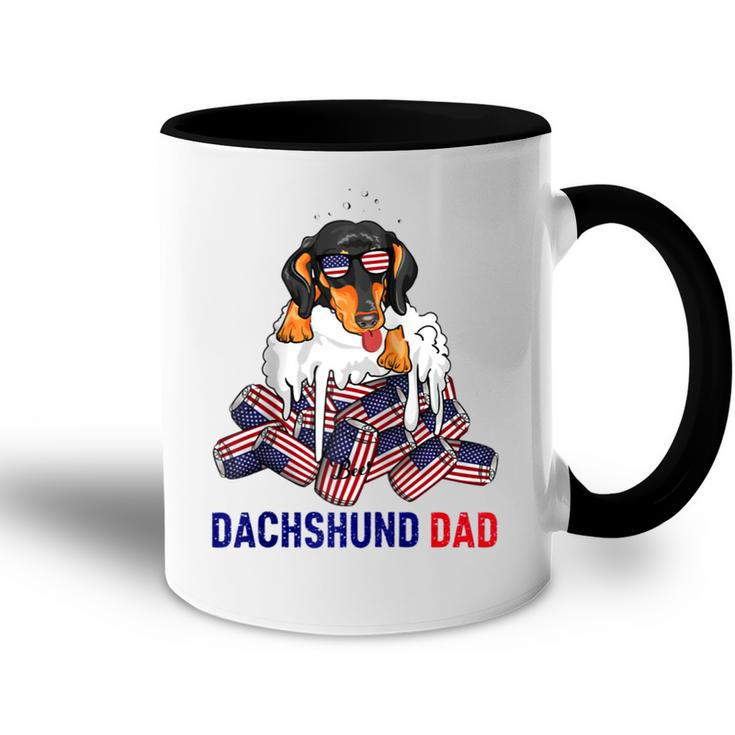 Dachshund Dad Beer Drinking 4Th Of July Us Flag Patriotic  Accent Mug
