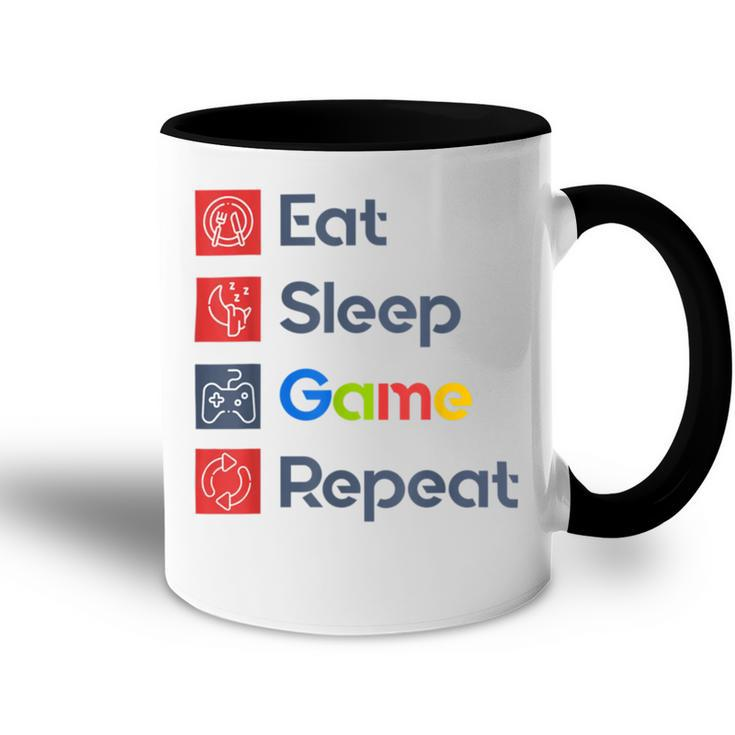 Eat Sleep Game Repeat Accent Mug