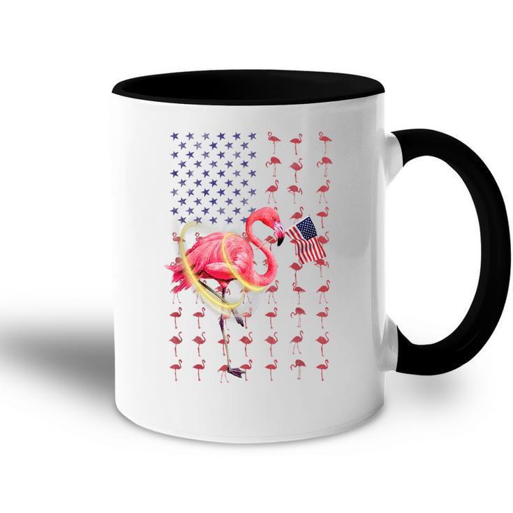 Flamingo American Usa Flag 4Th Of July Patriotic Funny Accent Mug