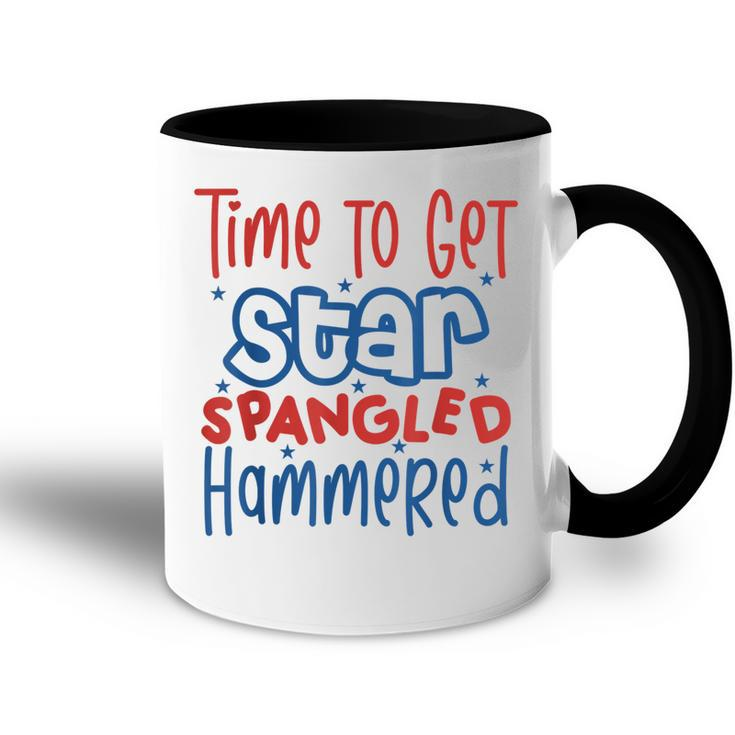Funny Drunk 4Th Of July Time To Get Star Spangled Hammered  Accent Mug
