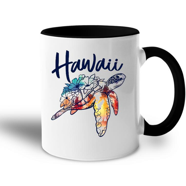 Hawaii Sea Turtle Hawaiian Floral Matching Family Vacation Accent Mug