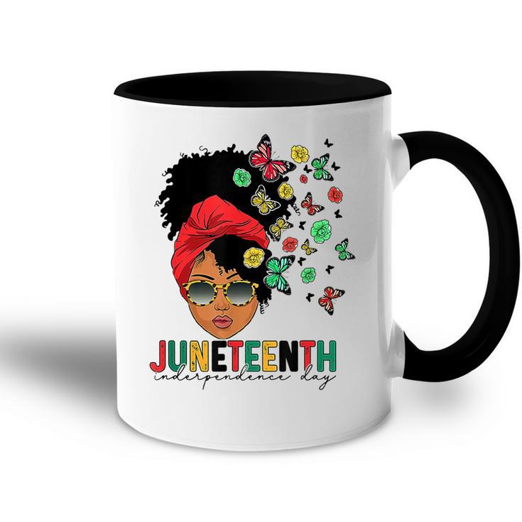 Junenth Is My Independence Day Black Queen And Butterfly  Accent Mug