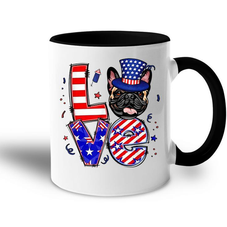 Love French Bulldog Patriotic 4Th Of July  Accent Mug