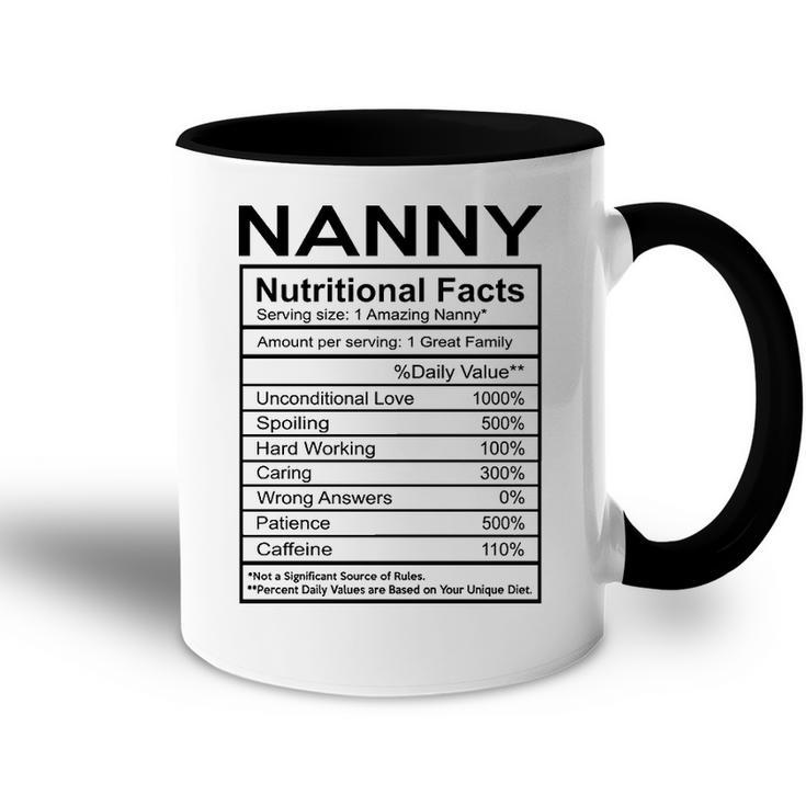 Nanny Grandma Gift   Nanny Nutritional Facts Accent Mug