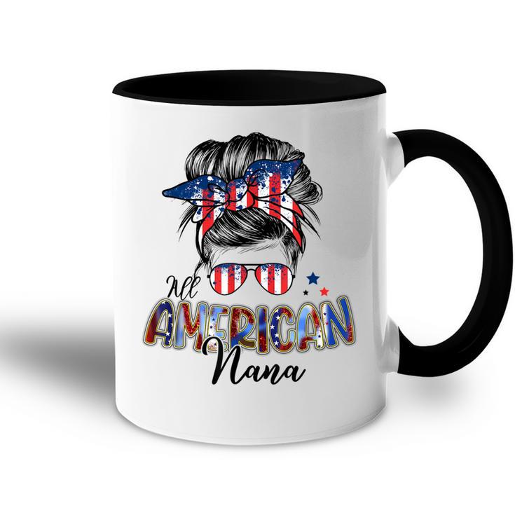 Patriotic Nana 4Th Of July Messy Bun Independence Day  Accent Mug