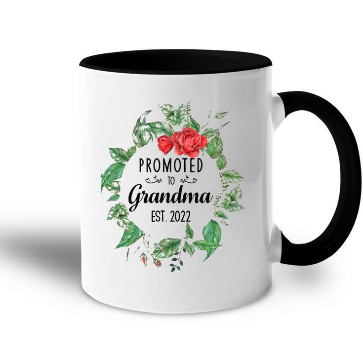Promoted To Grandma Est 2022 Women Flower First Time Grandma Accent Mug