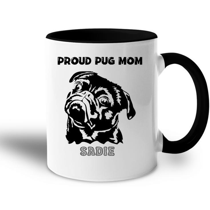 Proud Pug Mom With Pug Portrait Accent Mug