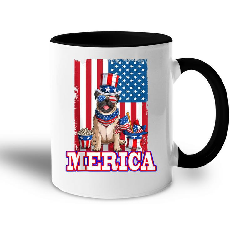 Pug Dad Mom 4Th Of July American Flag Merica Dog  Accent Mug