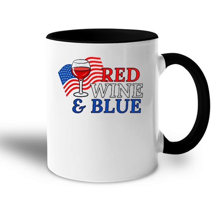 Red Wine & Blue Us Flag 4Th Of July Accent Mug