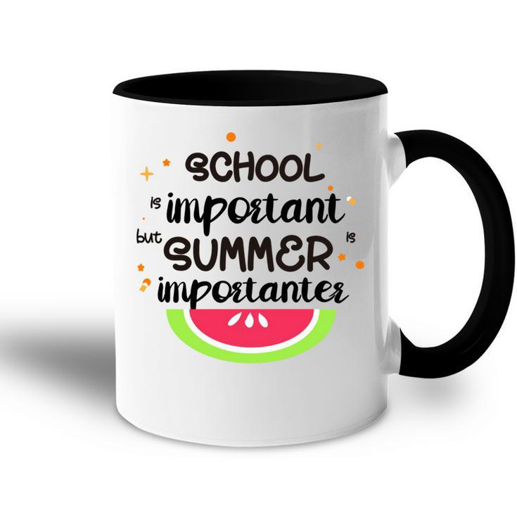 School Is Important But Summer Is Importanter Watermelon Design Accent Mug