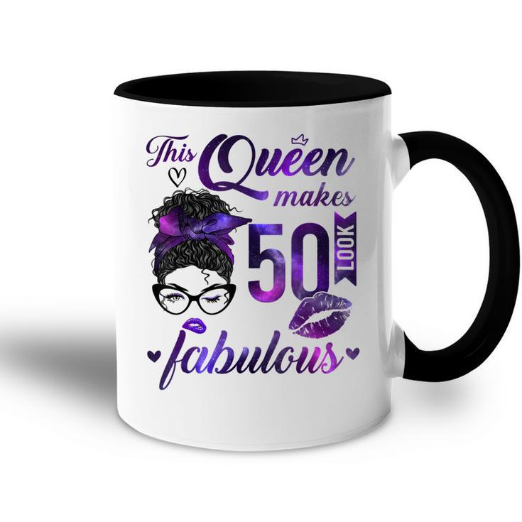 This Queen Makes 50 Look Fabulous 50Th Birthday Messy Bun  Accent Mug