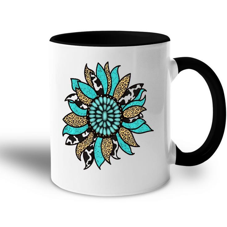 Turquoise Rodeo Decor Graphic Sunflower  Accent Mug