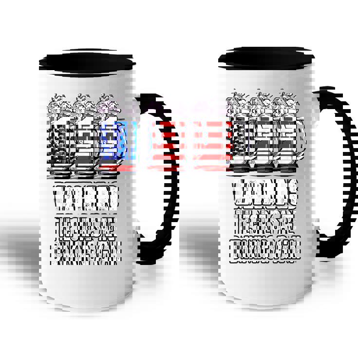Warning The Girls Are Drinking Again 4Th Of July  Accent Mug