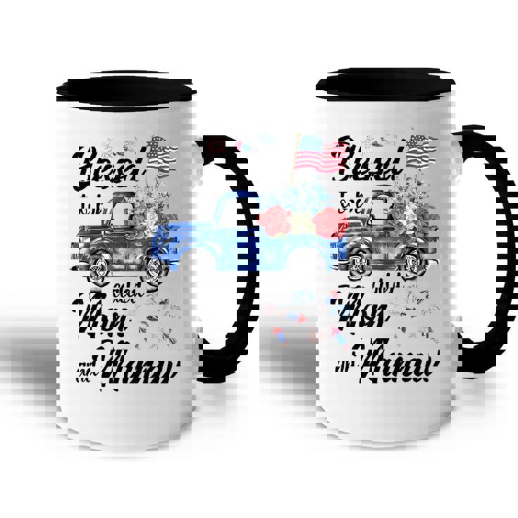 Women 4Th July American Flag Patriotic Blessed Mom Mamaw  Accent Mug