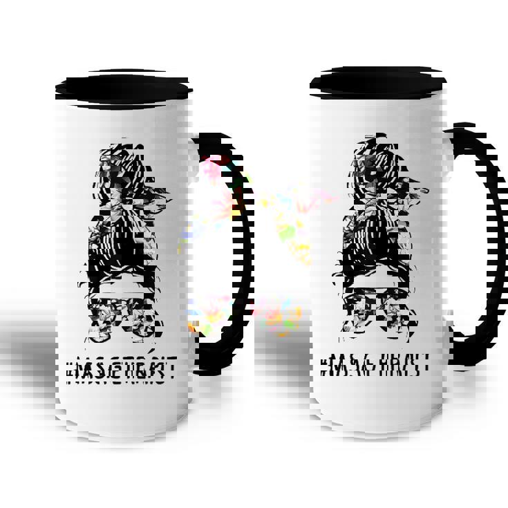 Women Lotus Massage Therapist Messy Bun Gift Accent Mug