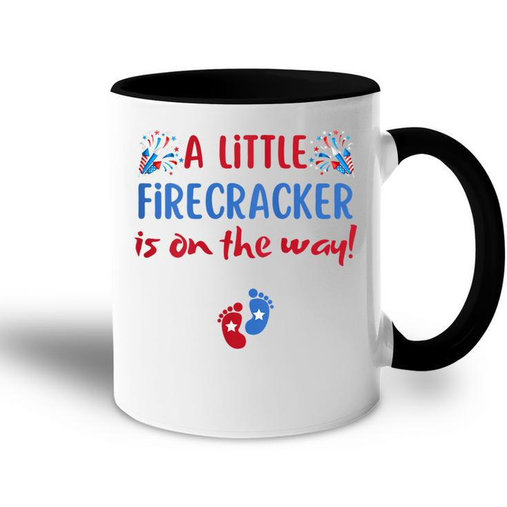 Womens 4Th Of July Pregnancy A Little Firecracker Is On The Way  Accent Mug