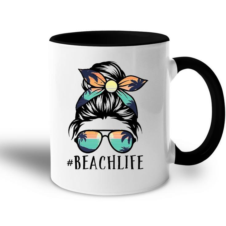 Womens Beach Life S Messy Bun Summer Hawaiian Hawaii Accent Mug
