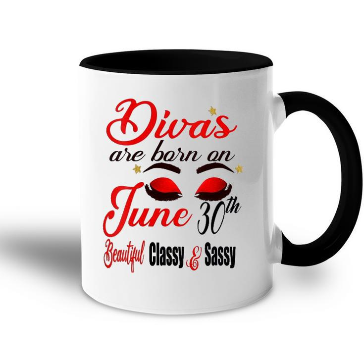Womens Divas Are Born On June 30Th Cancer Girl Astrology June Queen V Neck Accent Mug