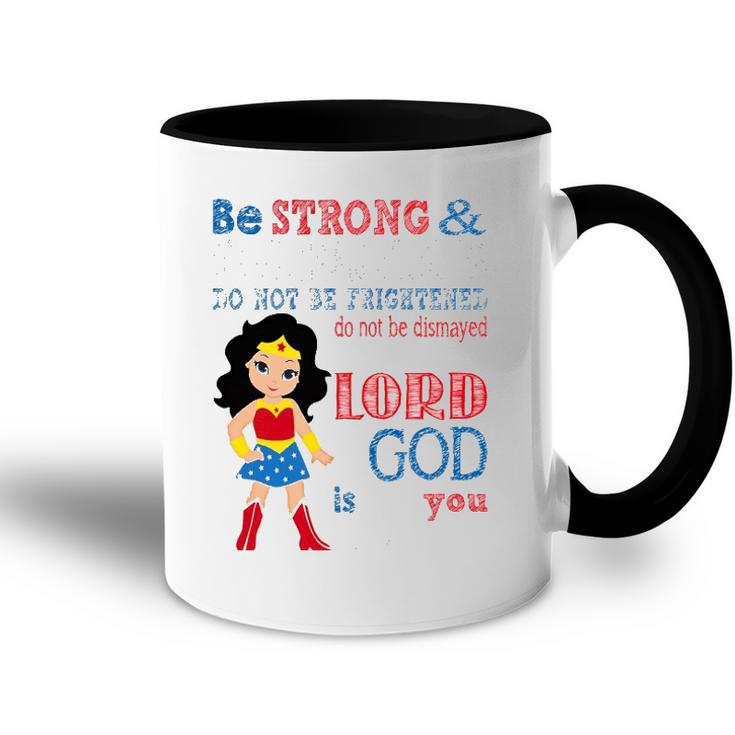Womens Superhero Christian Be Strong And Courageous Joshua 19 Gift Accent Mug