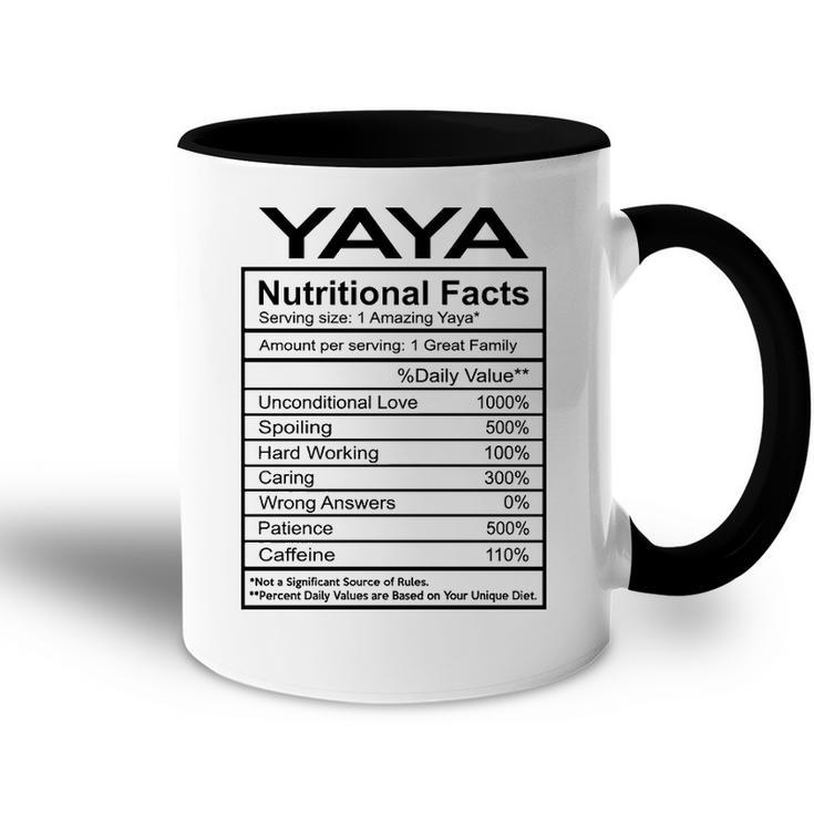 Yaya Grandma Gift   Yaya Nutritional Facts Accent Mug