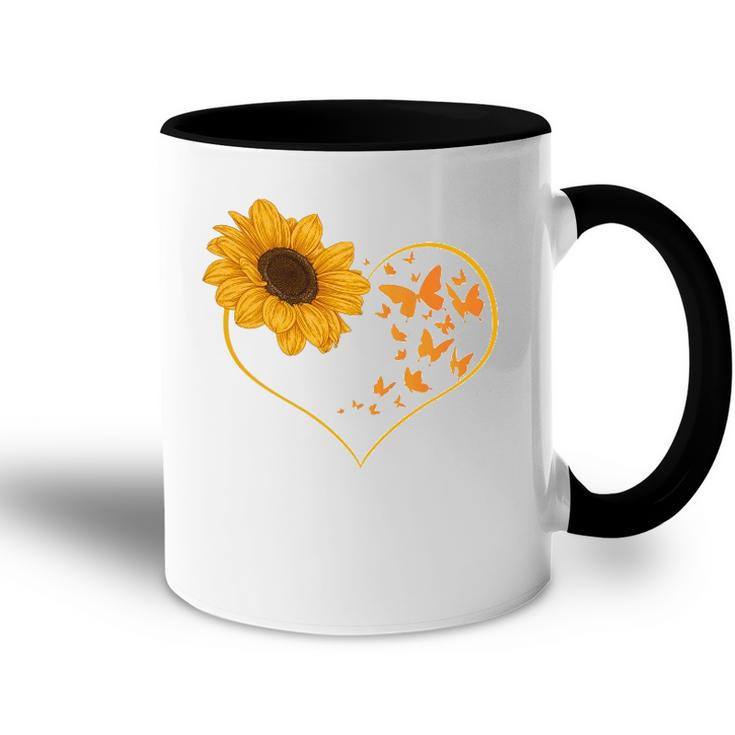 Yellow Flower Sunflowers Heart Butterfly Blossom Sunflower Accent Mug