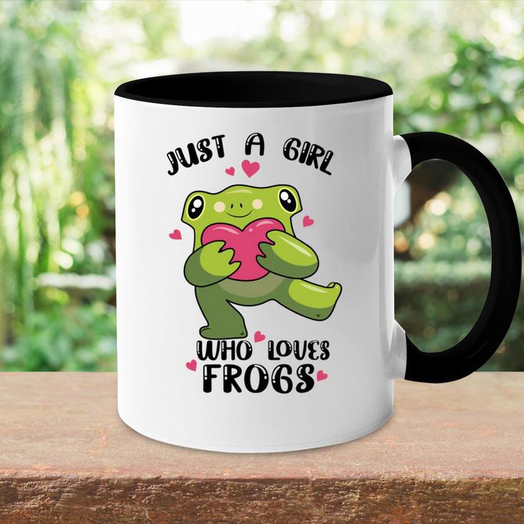 Cute Frog Just A Girl Who Loves Frogs Funny Frog Lover Gift For Girl Frog Lover Accent Mug