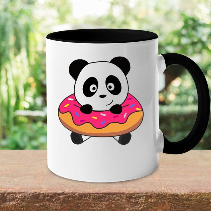 Cute Panda Bear Pandas Donut Sprinkles Accent Mug
