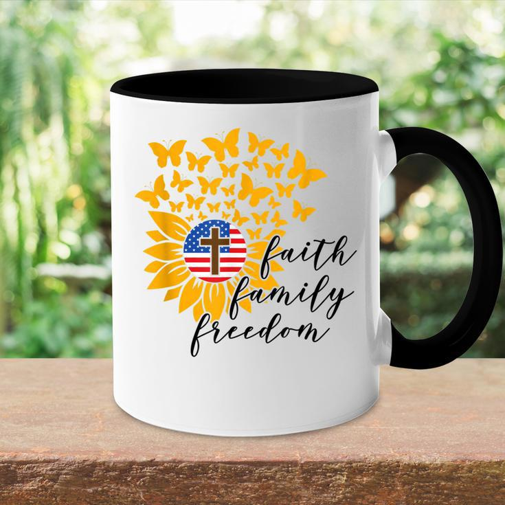Faith Family Freedom Christian Patriot Sunflower 4Th Of July Accent Mug