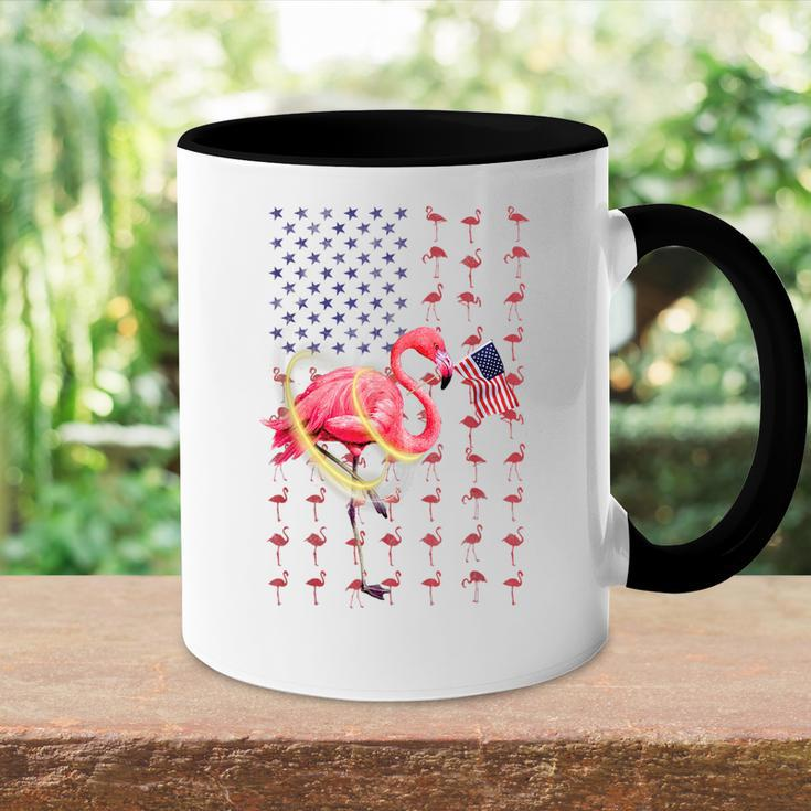 Flamingo American Usa Flag 4Th Of July Patriotic Funny Accent Mug