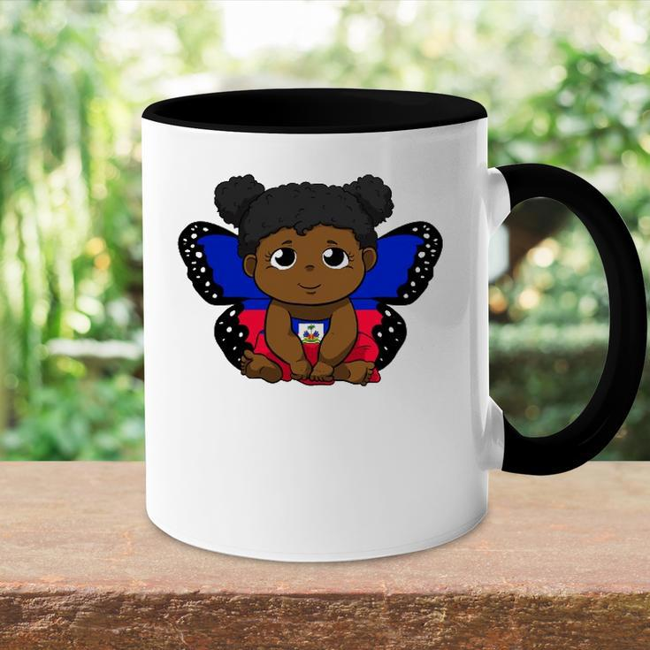 Haiti Haitian Love Flag Princess Girl Kid Wings Butterfly Accent Mug