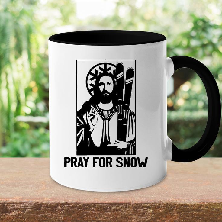 Jesus Christmas Pray For Snow Accent Mug