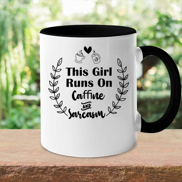 Official This Girl Runs On Caffeine And Sarcasm Accent Mug