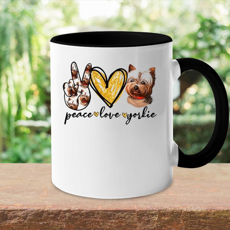 Peace Love Yorkie Dog Lovers Yorkshire Terrier Dad Mom Gift Accent Mug