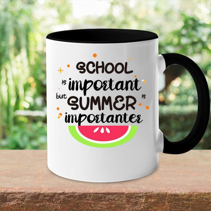 School Is Important But Summer Is Importanter Watermelon Design Accent Mug