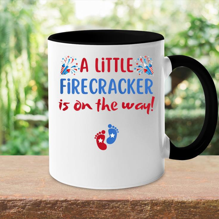 Womens 4Th Of July Pregnancy A Little Firecracker Is On The Way Accent Mug