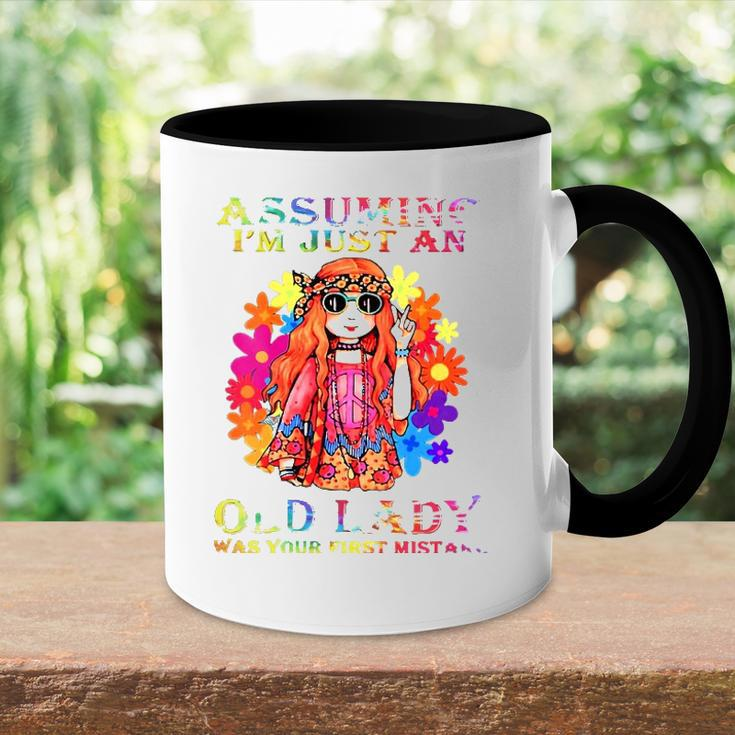 Womens Assuming Im Just An Old Lady Hippie Accent Mug