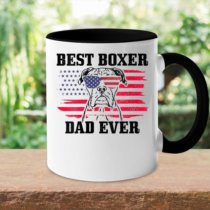 Womens Best Boxer Dad Ever Dog Patriotic 4Th Of July American Flag Accent Mug