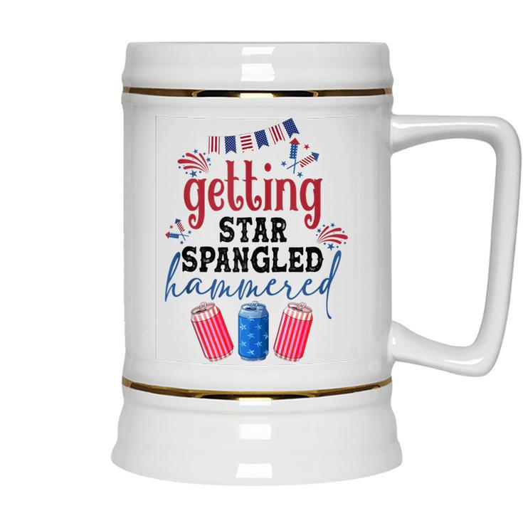 Getting Star Spangle Hammered America Western 4Th Of July  Ceramic Beer Stein
