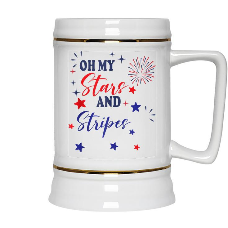 Oh My Stars And Stripes  July 4Th Patriotic Fireworks  Ceramic Beer Stein