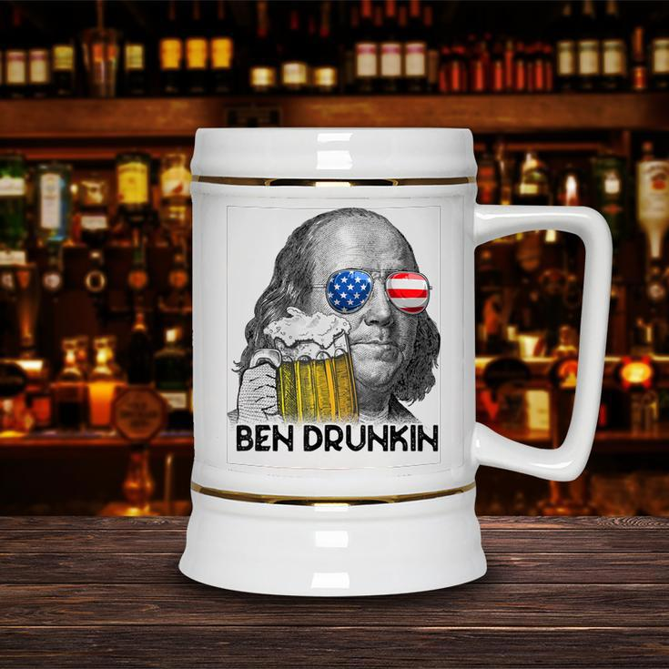Ben Drankin Drunking Funny 4Th Of July Beer Men Woman V3 Ceramic Beer Stein