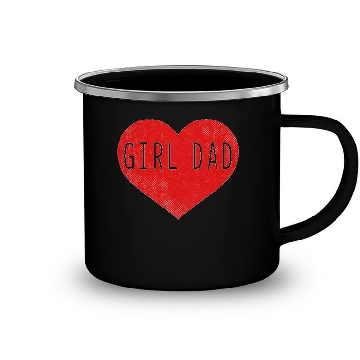 Girl Dad Heart Fathers Day Vintage Retro Camping Mug