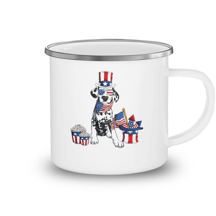 4Th Of July Dalmatian With American Flag Sunglasses Camping Mug