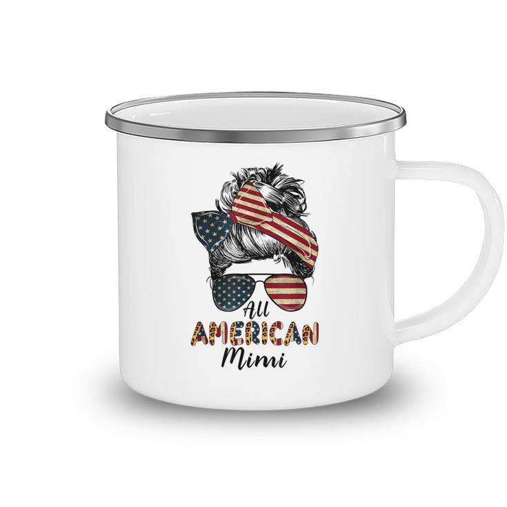 All American Mimi Messy Bun Matching Family 4Th Of July Mom  Camping Mug