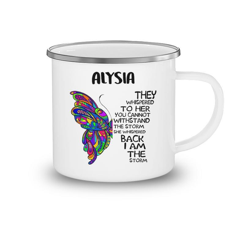 Alysia Name Gift   Alysia I Am The Storm Camping Mug