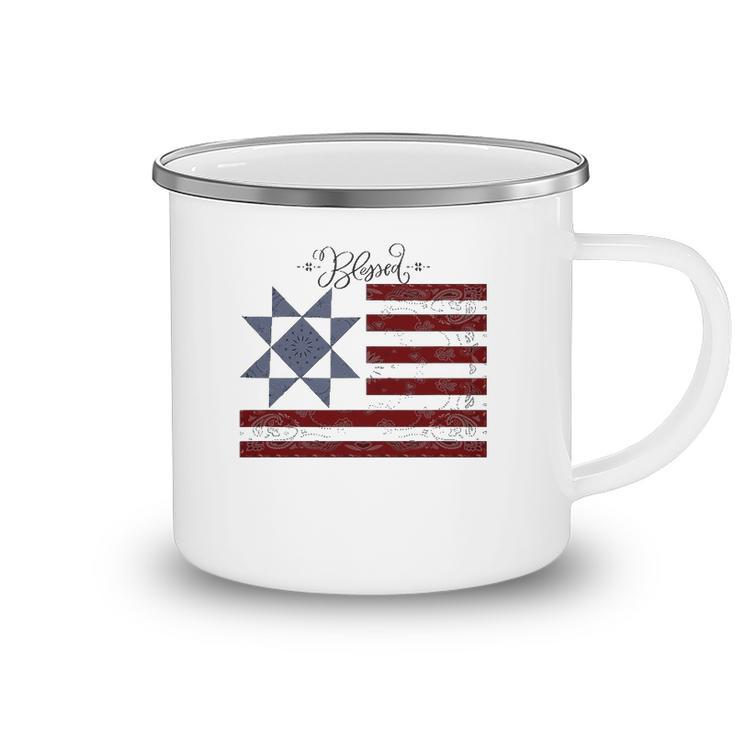 Barn Quilt July 4Th Gifts Vintage Usa Flag S Camping Mug